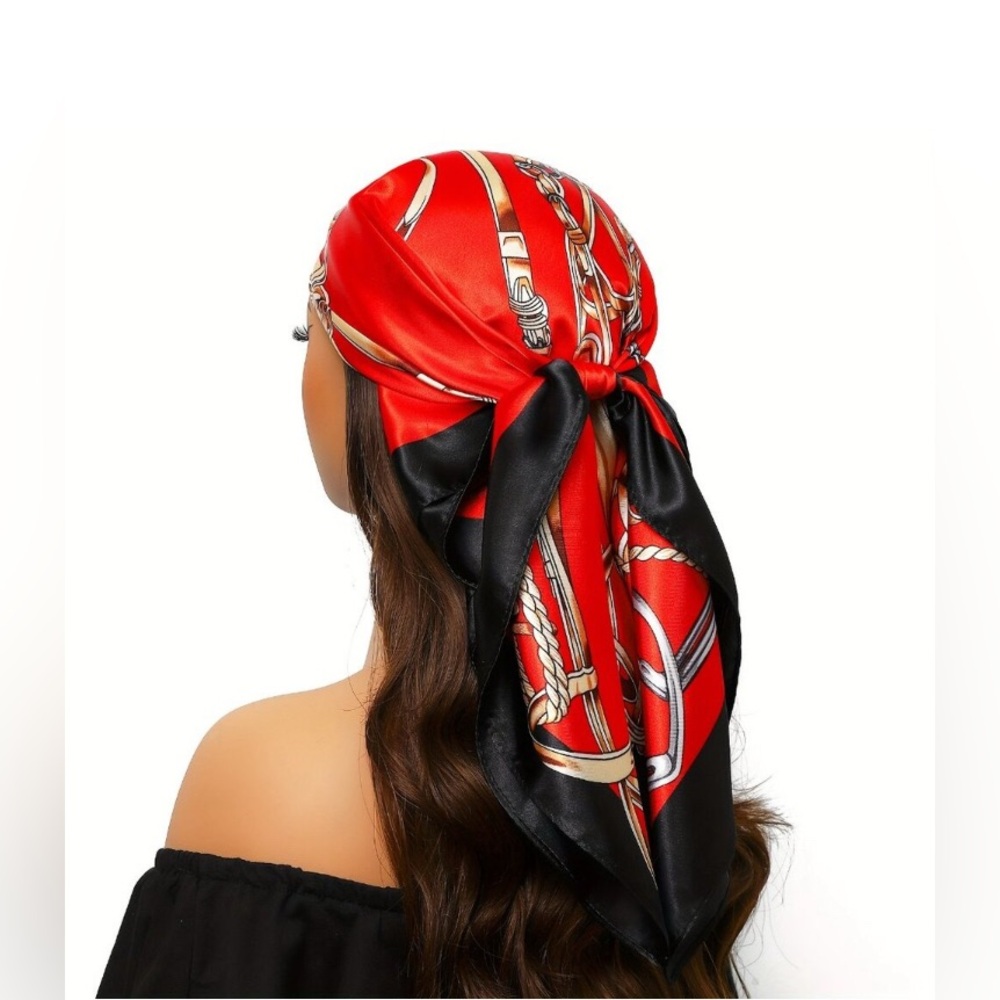 Beautiful FASHION Passion of Essence Red & Blue With Gold 100% Silk Scarfs - Picture 3 of 4